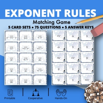 Preview of Winter: Algebra Exponent Rules Matching Game