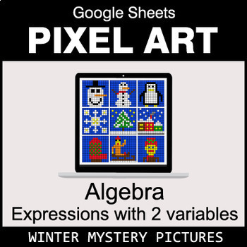 Preview of Winter - Algebra: Expressions with 2 variables - Google Sheets