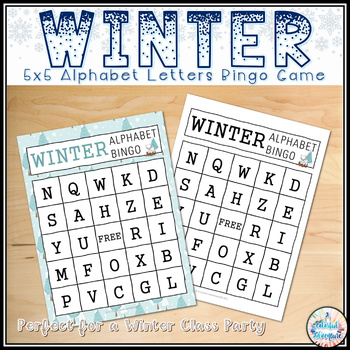 Preview of Winter Alphabet Letters Bingo Game - Party Game {Printable and Digital Resource}