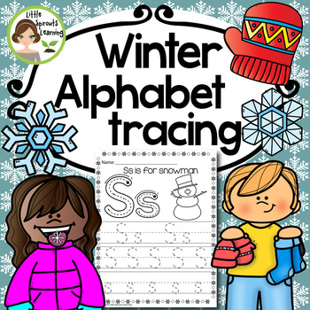 Preview of Winter Alphabet Tracing Practice (Print Handwriting Practice)