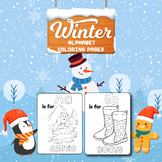 Winter Alphabet coloring pages: Worksheets A-Z Winter Them