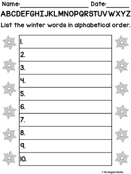 Winter Alphabetical Order Activity by The Designer Teacher | TpT