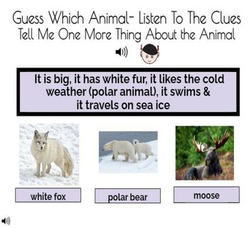 Winter Animal Description Game BOOM Cards by Preschool Speechie PLUS