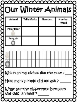 Math Craft | Writing Activity | Winter Craft | Animal Graph and Write