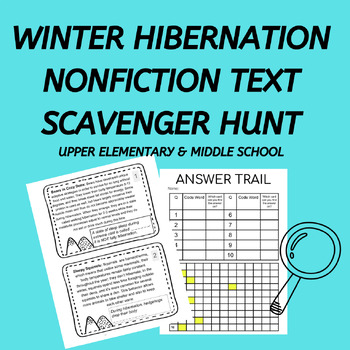 Preview of Winter Animal Hibernation Nonfiction TEXT PASSAGES Scavenger Hunt