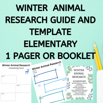 Preview of Winter Animal Research Graphic Organizer and Template Guide