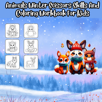 Preview of Winter Animal Scissor Skills Coloring Pages for Kids | Educational Fine Motor