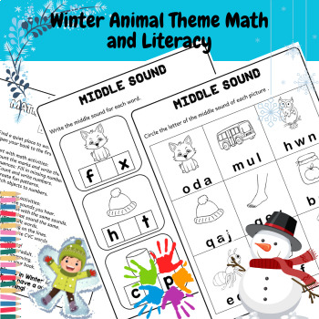 Preview of Winter Animal Theme Math and Literacy