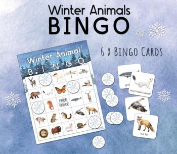 Preview of Winter Animals Bingo Game | Watercolor Hibernation, Migration Nature Study