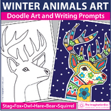 Winter Coloring Pages, Winter Animals Doodle Art Activitie