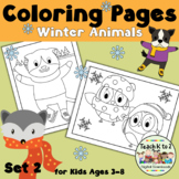 Winter Animals Coloring Pages Set 2 - Large Designs for Ki
