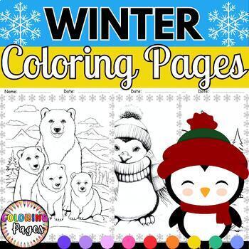 Preview of Winter Artic Animals Coloring Pages - Winter Fun February Activities Sheets