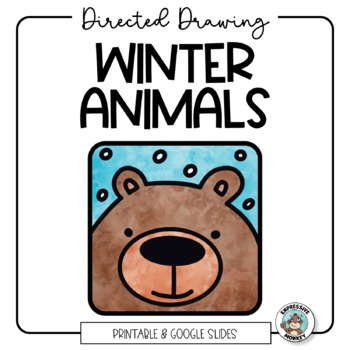 Preview of Winter Animals • Easy Directed Drawing  • Fun Elementary Art Sub Lesson