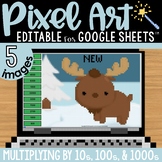 Winter Animals Pixel Art Math for New Year's: Multiplying 