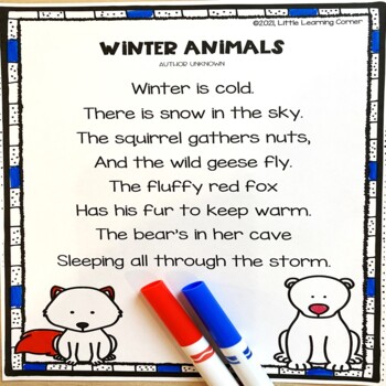 Preview of Winter Animals Poem - Arctic Animals