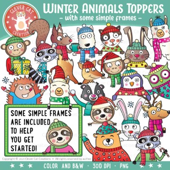 Preview of Winter Animals Toppers Clipart