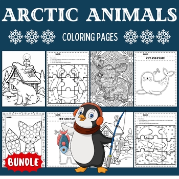 Arctic Animals Coloring & Dotter Pages Booklet, Polar Bear, Penguin, Fox,  Hare, Kids Coloring Pages, Coloring Book, Kids Coloring Sheets 