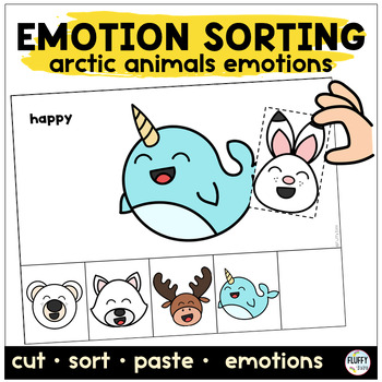 Preview of Winter Arctic Animals Feelings Worksheet Activities Sort by Emotions
