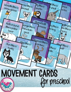 Preview of Winter Arctic Animals Movement Cards for Brain Break Transition Activity