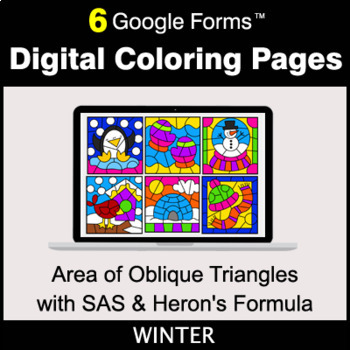 Preview of Winter: Area of Oblique Triangles with SAS & Heron's Formula - Google Forms