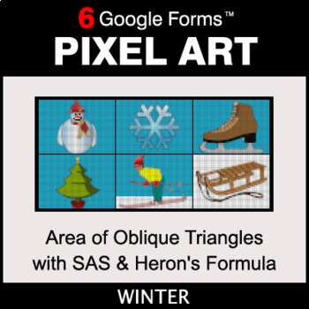 Preview of Winter: Area of Oblique Triangles with SAS & Heron's Formula - Pixel Art Math