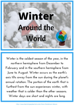Preview of Winter Around The World Montessori Inspired Printable