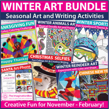 Preview of Winter Art Activities, Coloring Pages & Writing for November, December, January