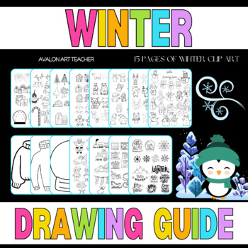 Preview of Winter Art  Drawing Guide  Landscape Coloring Pages Christmas Sweater Snow Art