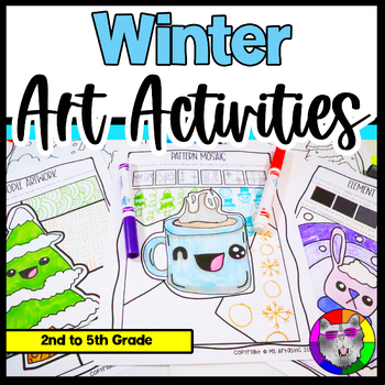 Preview of Winter Art Lesson Activity Booklet, Winter Activities, Worksheets