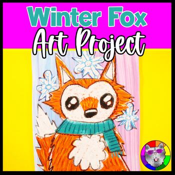 Preview of Winter Art Lesson Plan, Fox Artwork for 1st, 2nd, 3rd, 4th Grade