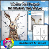 Winter Art Lesson, Rabbit in the Snow Art Project for Midd