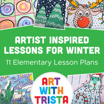 Preview of Christmas & Winter Art Lessons Inspired by Artists - 11 Holiday Art Lessons
