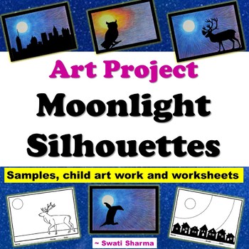 Preview of Winter Art Activity Moonlight Silhouettes, Winter Coloring Pages, 60 sheets
