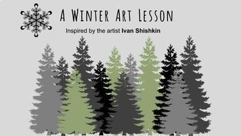 Preview of Winter Art Project, Snow, Bulletin Board, Art History, February, Substitute