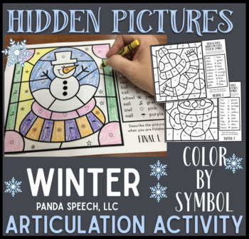 Preview of Winter Articulation Color by Symbol Hidden Images A Speech Therapy Activity
