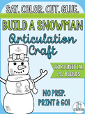Winter Articulation Craft- Build a Snowman- Word initial s blends