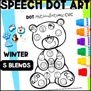 Preview of Winter Articulation Dot Art:  CV, VC, CVC, CVCV, Apraxia Speech Therapy