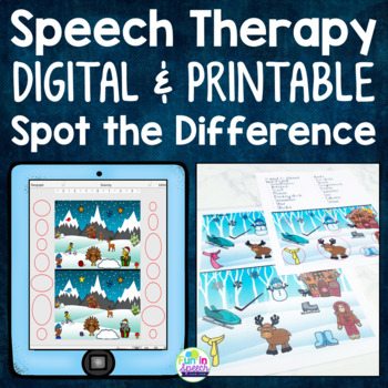 Preview of Spot the Difference Printable and Digital Winter Speech Therapy Activities