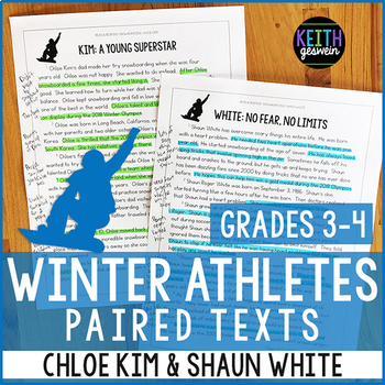 Preview of Winter Athletes Paired Texts: Chloe Kim and Shaun White (Grades 3-4)
