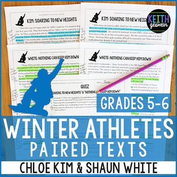Preview of Winter Athletes Paired Texts: Chloe Kim and Shaun White (Grades 5-6)