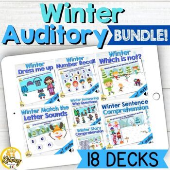 Preview of Winter Auditory Boom Cards Bundle