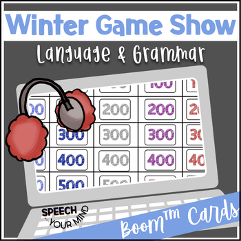 Preview of Winter Language & Grammar Boom™ Cards Game Show for Elementary | Winter Trivia