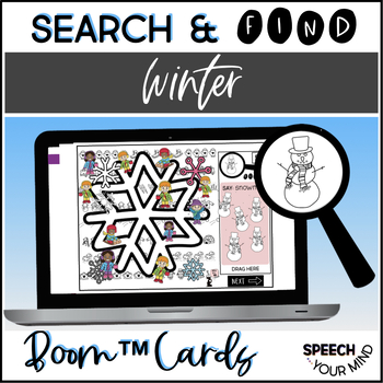 Preview of Winter Vocabulary Boom™ Cards Search & Find Game Speech Therapy