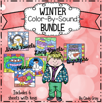 Preview of Winter BUNDLE ~ Color By Sound ~ Long Vowels, Short Vowels, Blends & Digraphs