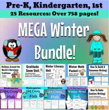 Preview of Winter BUNDLE reading math Holidays Around World Christmas activity kindergarten