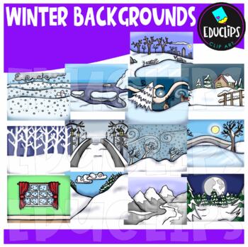 Preview of Winter Backgrounds Clip Art Bundle {Educlips Clipart}