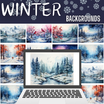 Preview of Winter Backgrounds for Google Slide and PowerPoint 4x3 Slides - Watercolor - Com
