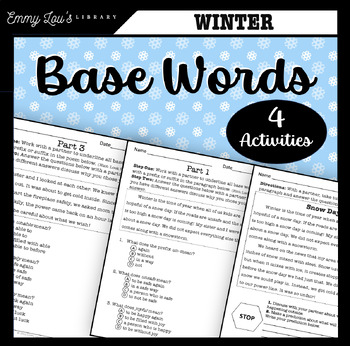 Preview of Winter Base Words Prefixes and Suffixes Reading Passage
