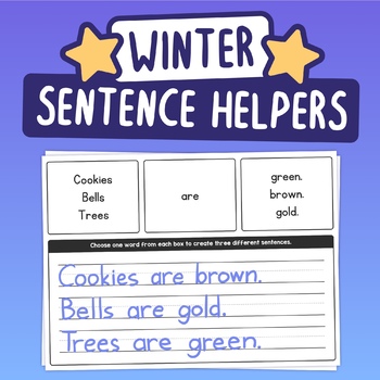 Preview of Winter Beginner Sentence Writing | Christmas Kinder, 1st, 2nd Grade ELA Activity