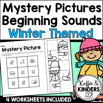 Winter Beginning Sound Phonics Puzzles Self Checking Worksheets Centers